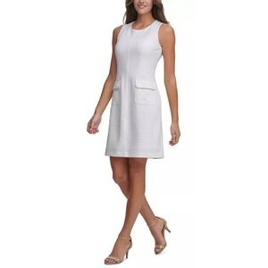 Tommy Hilfiger Textured-Knit Sheath Dress Ivory Cream White Womens‎ Size 12